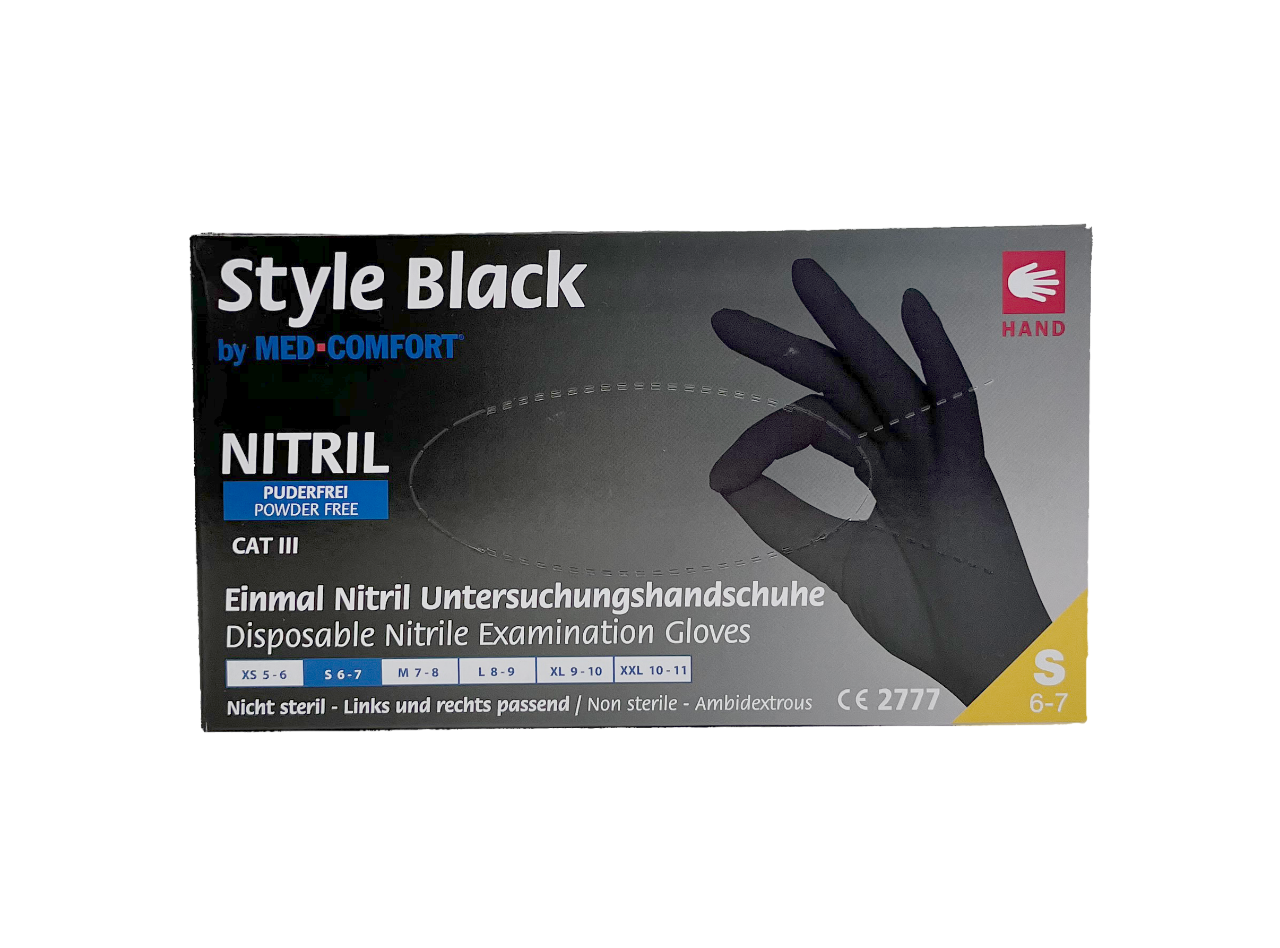 Einweghandschuhe Einmalhandschuhe Nitril Style Black puderfrei Eco Gr. S