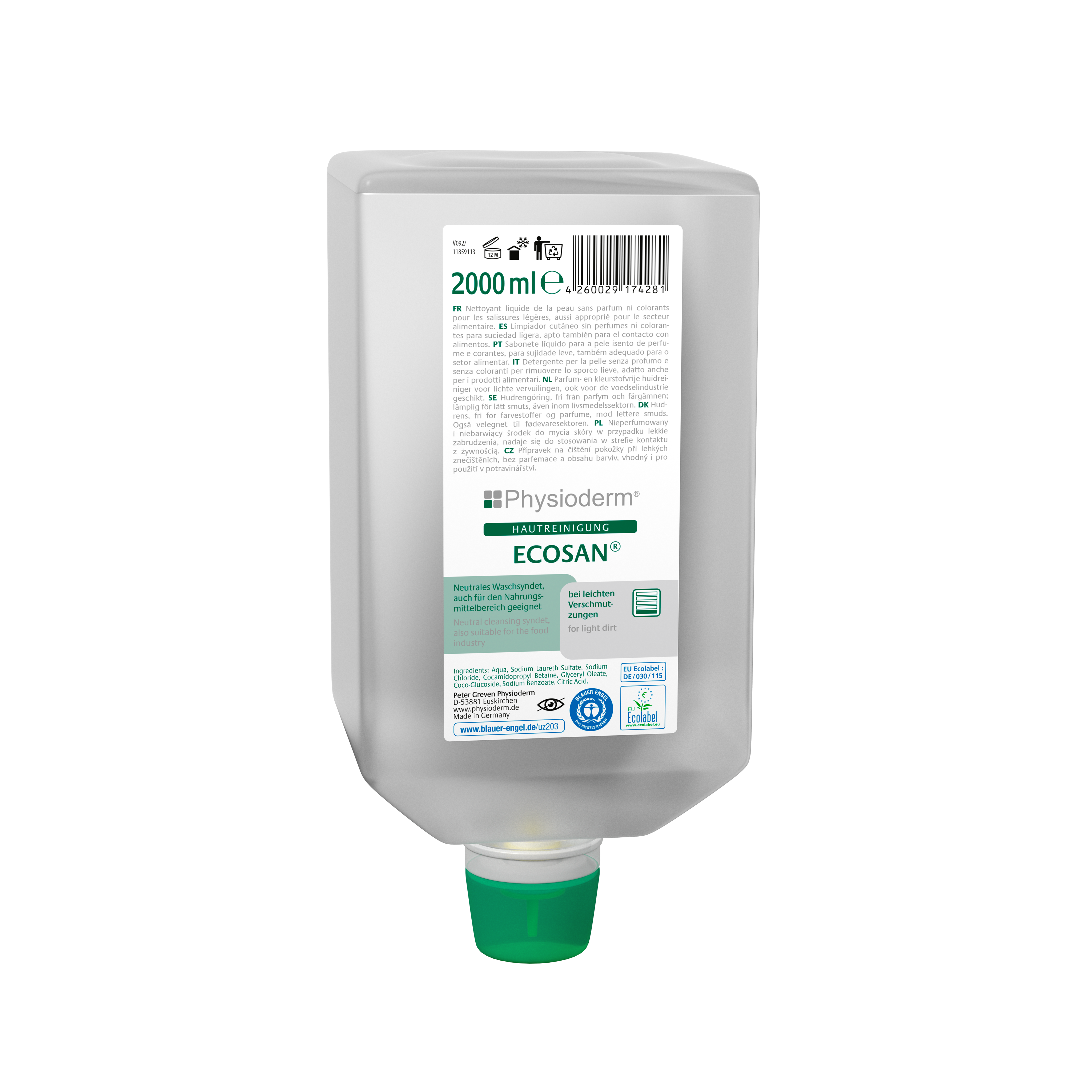 Hautreiniger Ecosan parfüm- und duftstofffrei 2 Liter Varioflasche Hautreiniger Ecosan parfüm- und duftstofffrei 2 Liter Varioflasche