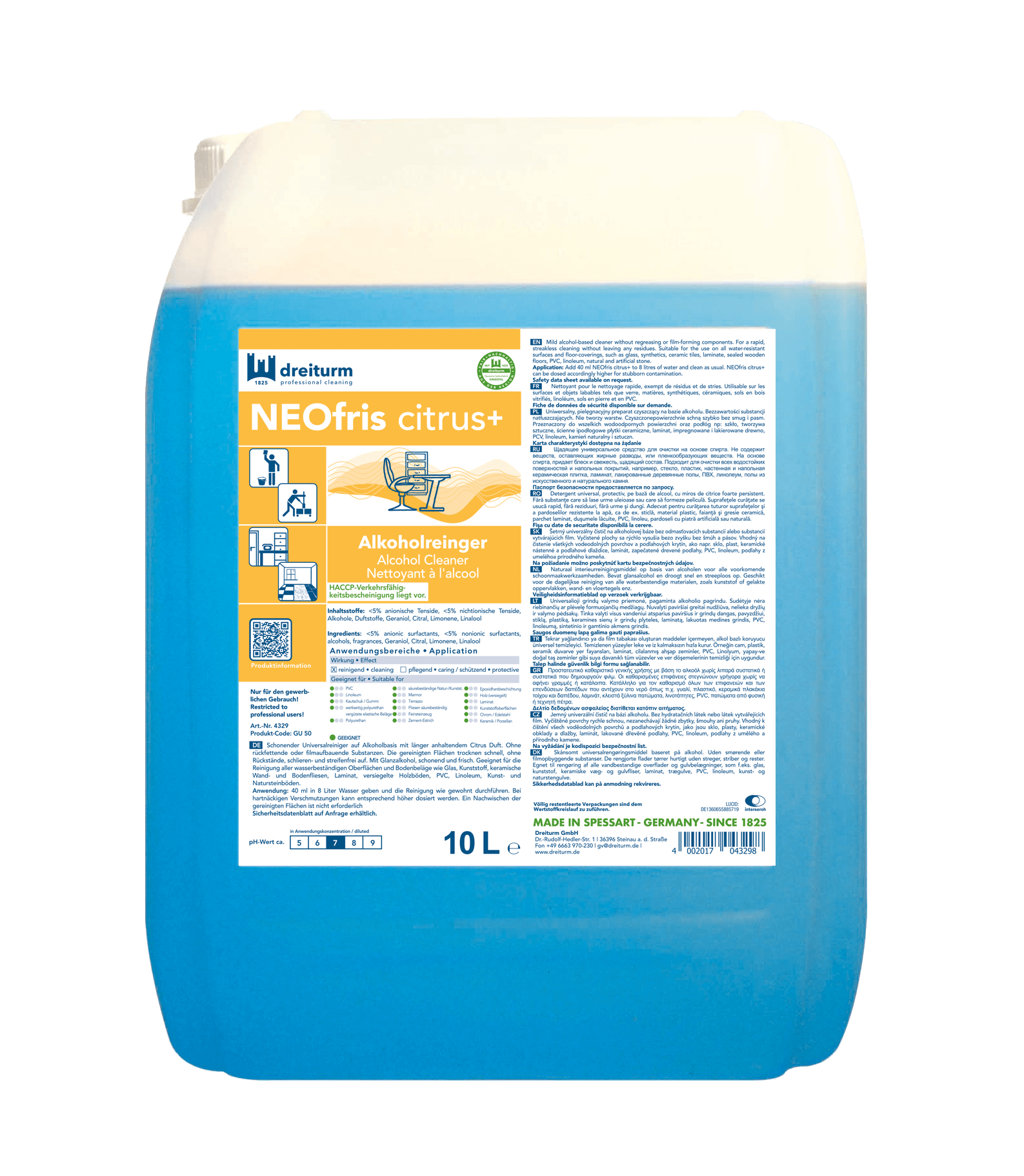 Neofris citrus plus Alkoholreiniger 10 Liter Neofris citrus plus Alkoholreiniger 10 Liter