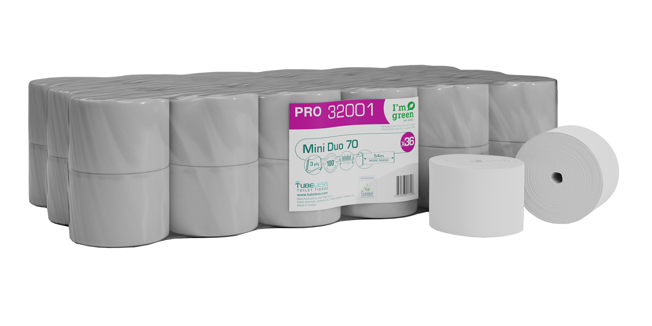 Tubeless Toilettenpapier Mini Duo Pro 3 lagig Mini-Duo Spender