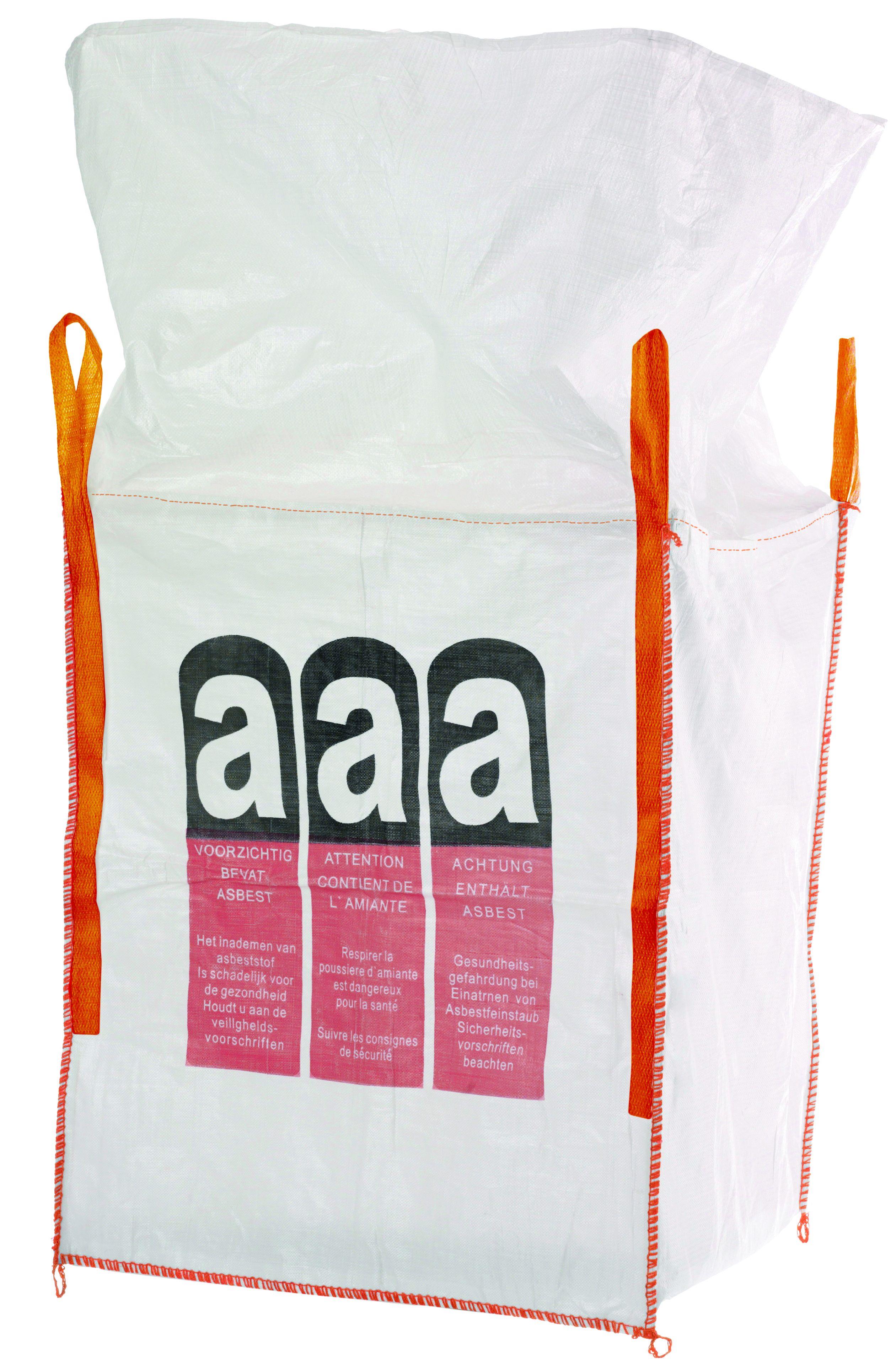 Big Bag 90 x 90 x 110 cm PP beschichtet mit Asbestdruck SWL 1.000 kg SF 5:1