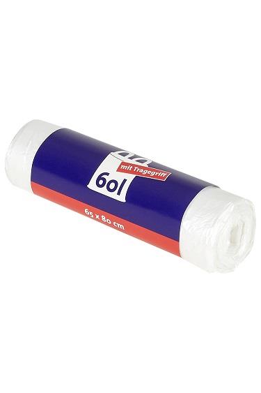 Müllbeutel 650 x 800 mm 60 Liter mit Tragegriff HDPE Müllbeutel 650 x 800 mm 60 Liter mit Tragegriff HDPE