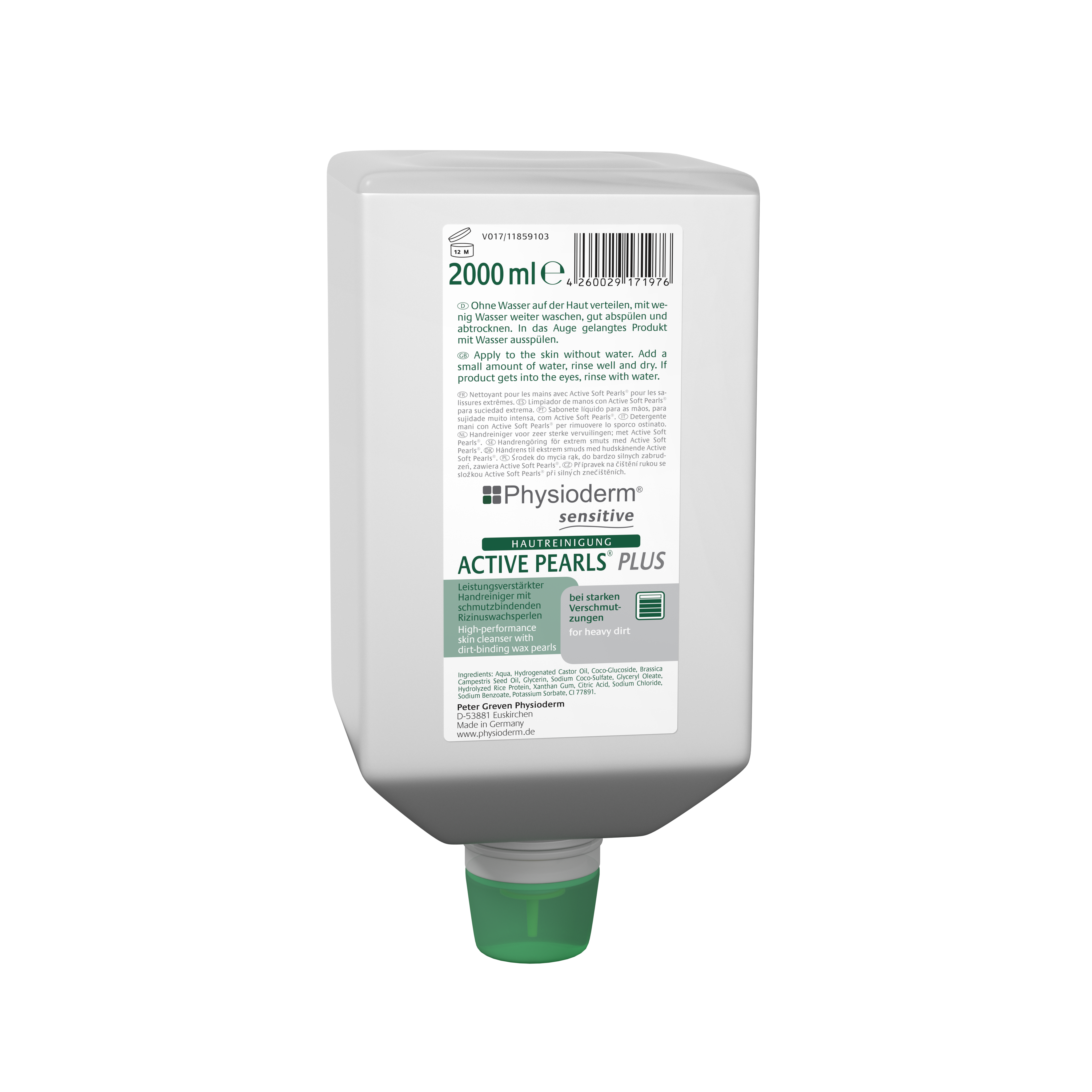 Hautreiniger Physioderm Active Pearls Plus parfüm- und duftstofffrei 2 Liter Varioflasche