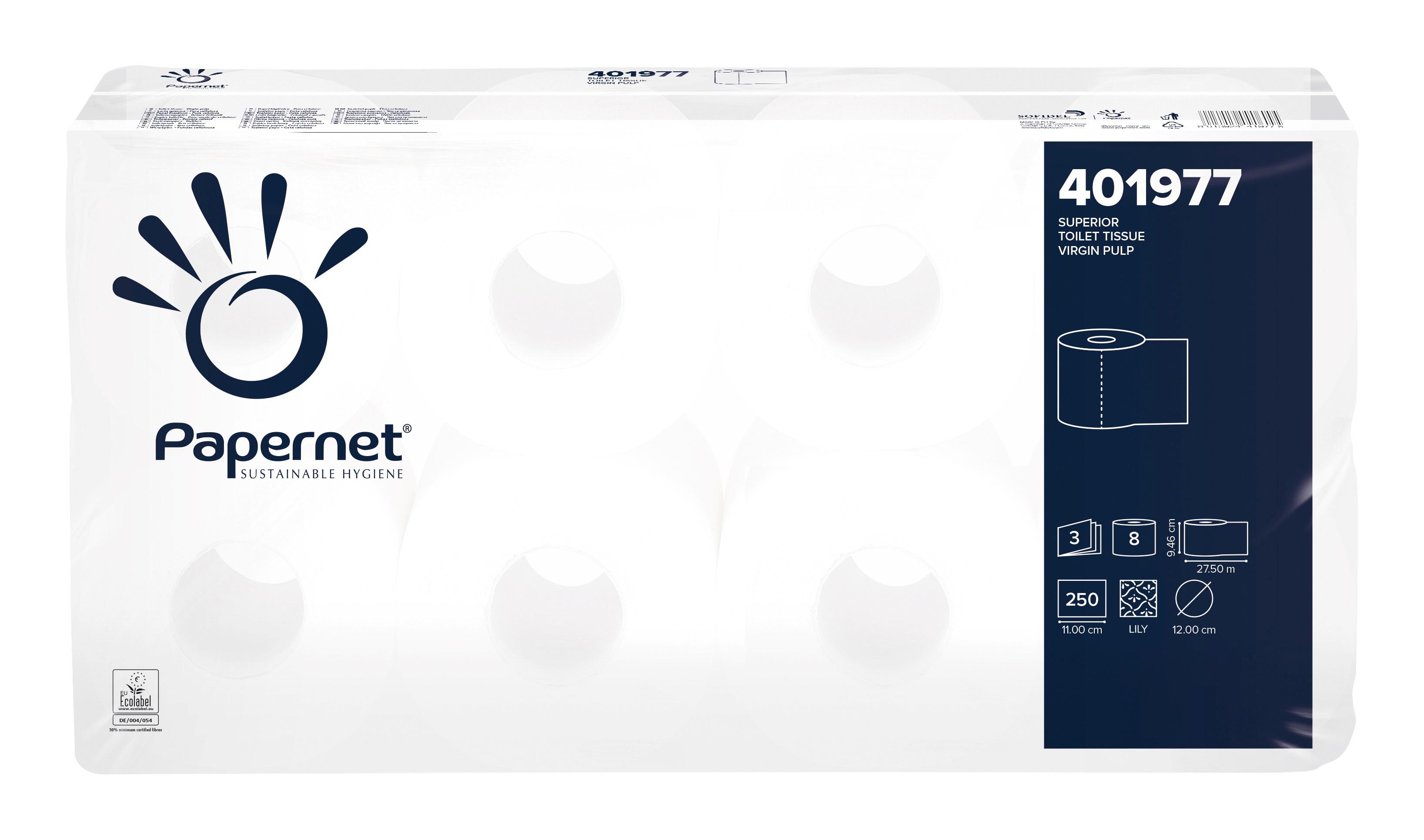 Toilettenpapier 3 lagig 250 Blatt weiß Zellstoff 401977 Toilettenpapier 3 lagig 250 Blatt weiß Zellstoff 401977