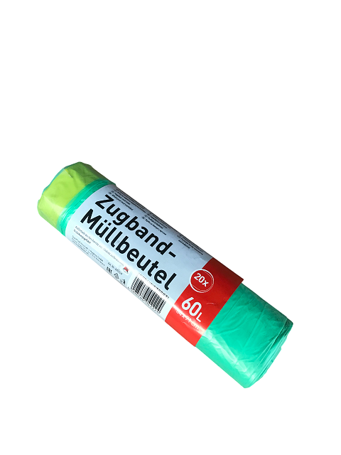 Müllbeutel grün HDPE mit Zugband 60 Liter Müllbeutel grün HDPE mit Zugband 60 Liter
