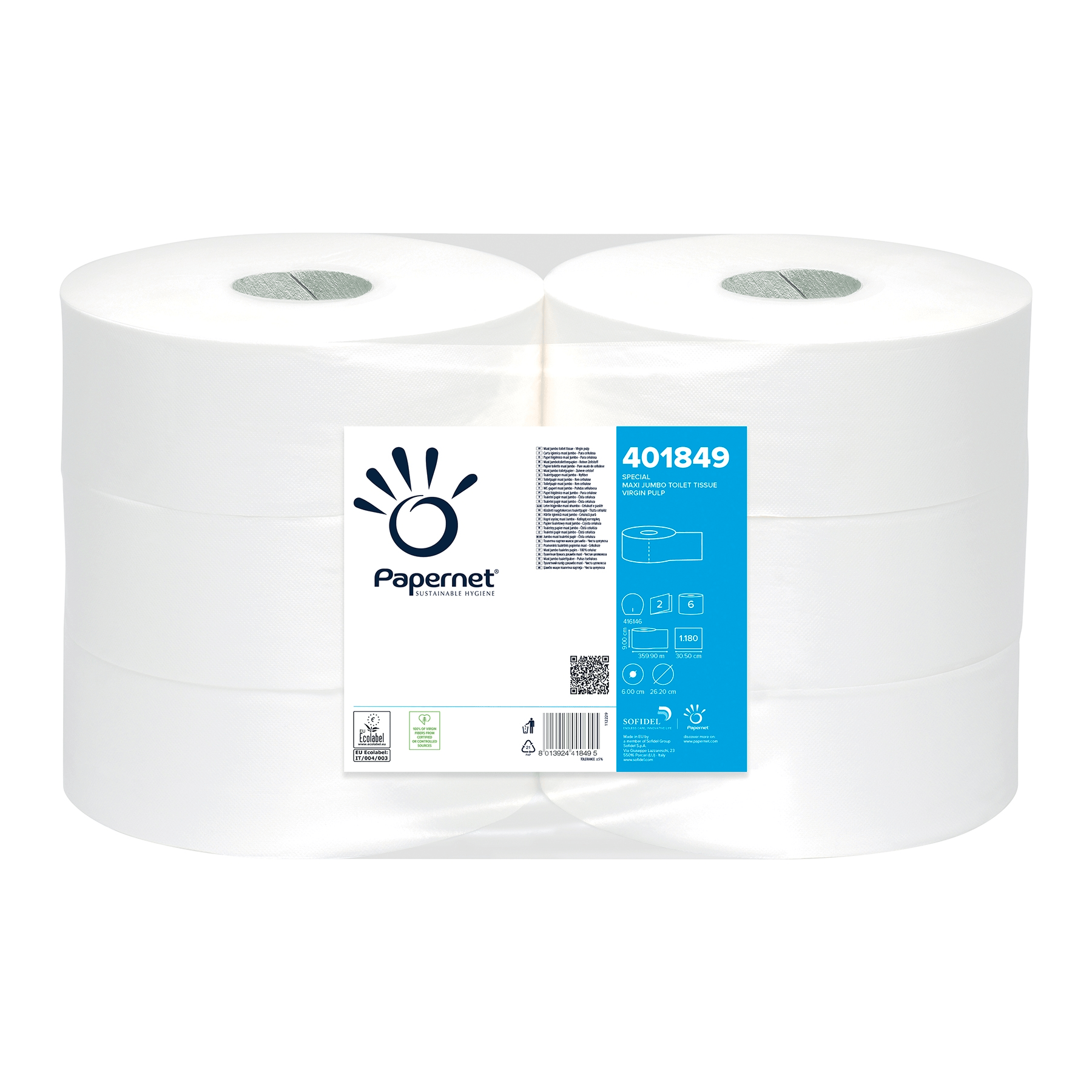 Toilettenpapier 2 lagig 360 m weiß Zellstoff Maxi Jumbo