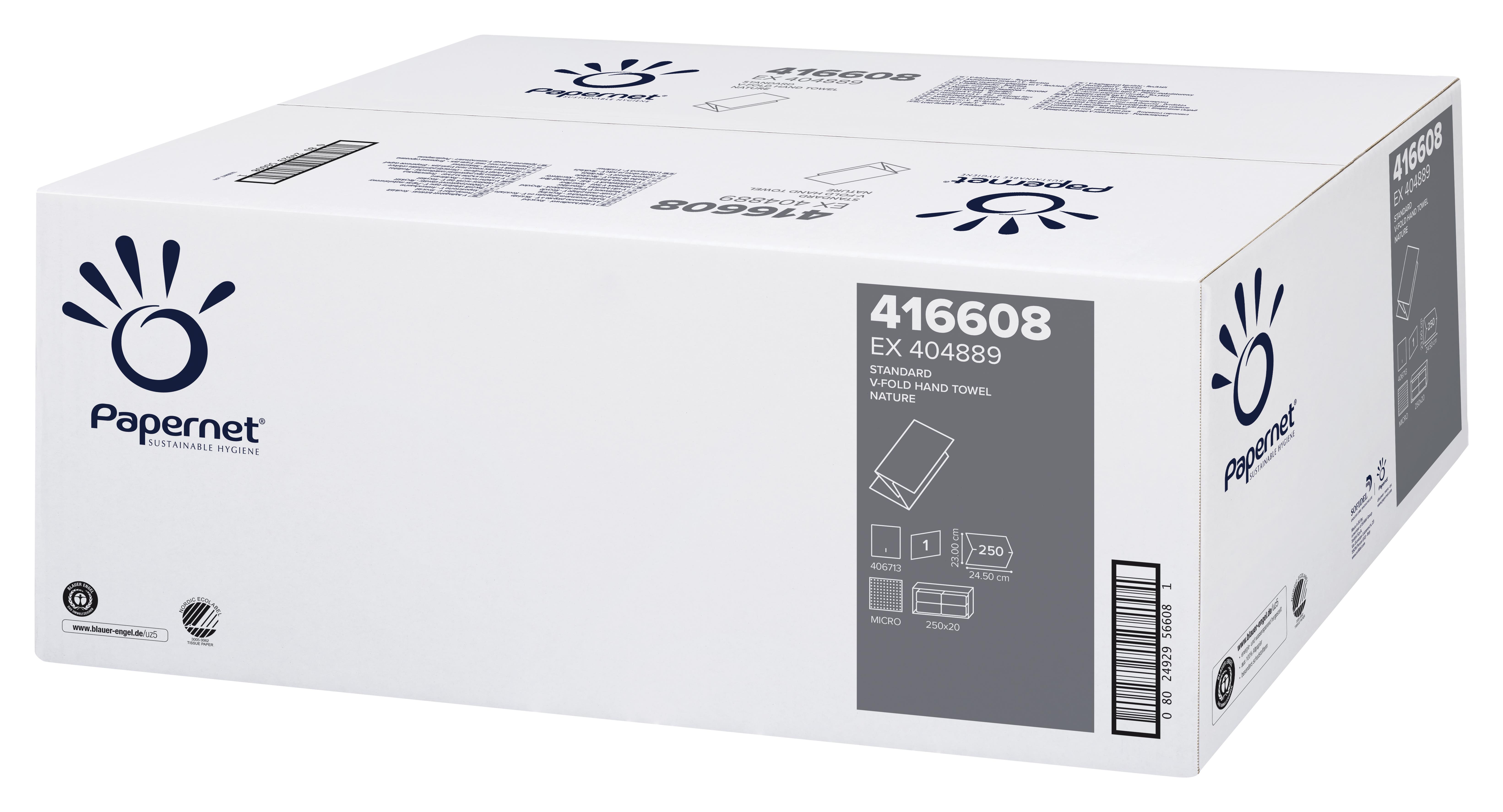 Papierhandtuch 1 lagig 24,5 x 23 cm Eco natur V-Falz Papierhandtuch 1 lagig 24,5 x 23 cm Eco natur V-Falz