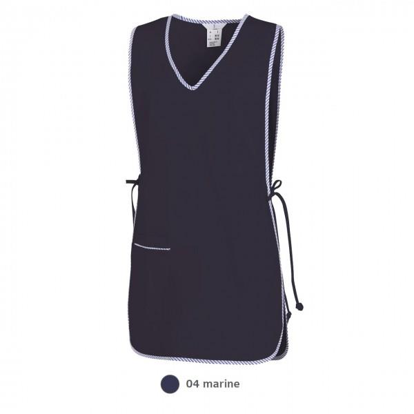 Überwurfschürze mit Streifenpaspel marine Gr.II