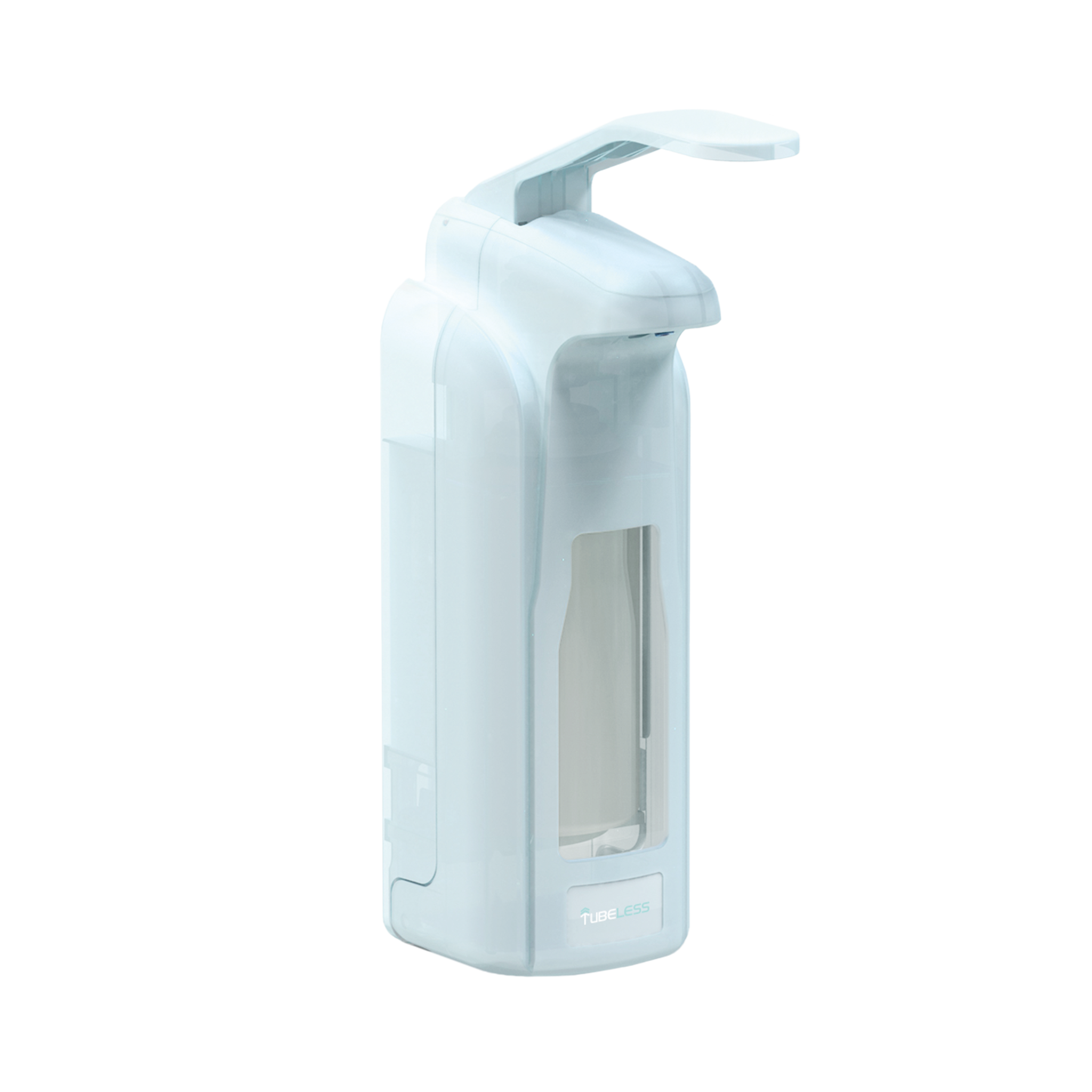 Tubeless Armhebelspender eisblau für 500 + 1000 ml Euroflaschen Tubeless Armhebelspender eisblau für 500 + 1000 ml Euroflaschen