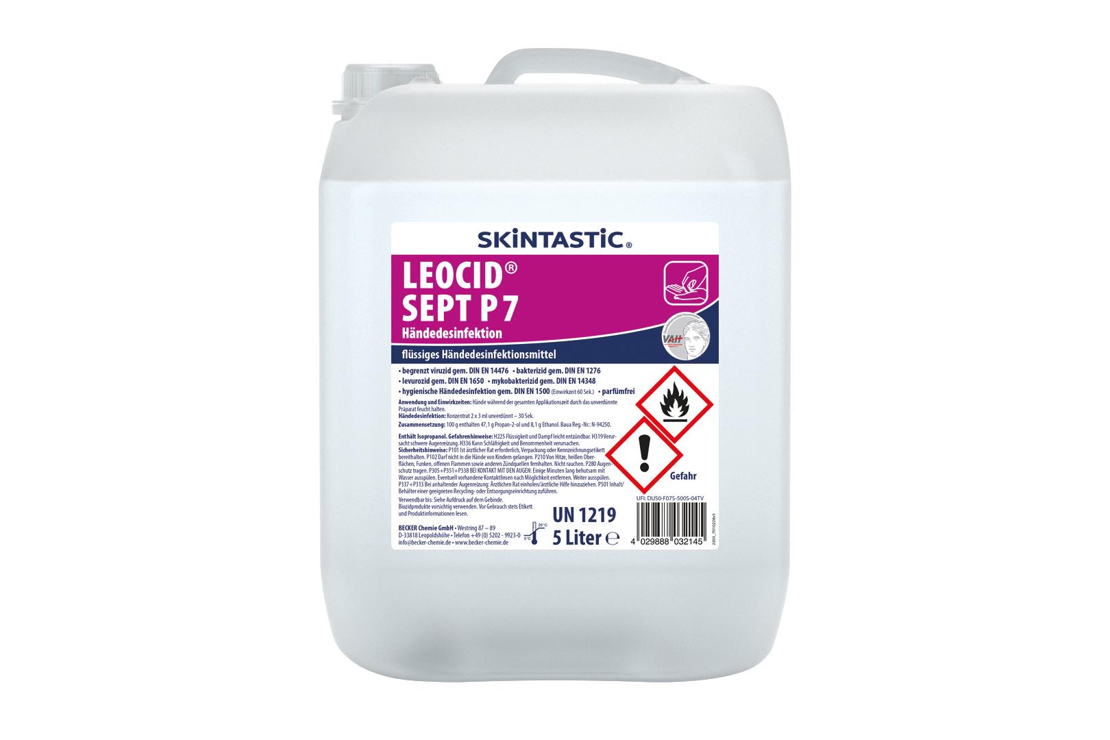 Skintastic Händedesinfektion Leocid Sept P7 5 Liter Skintastic Händedesinfektion Leocid Sept P7 5 Liter