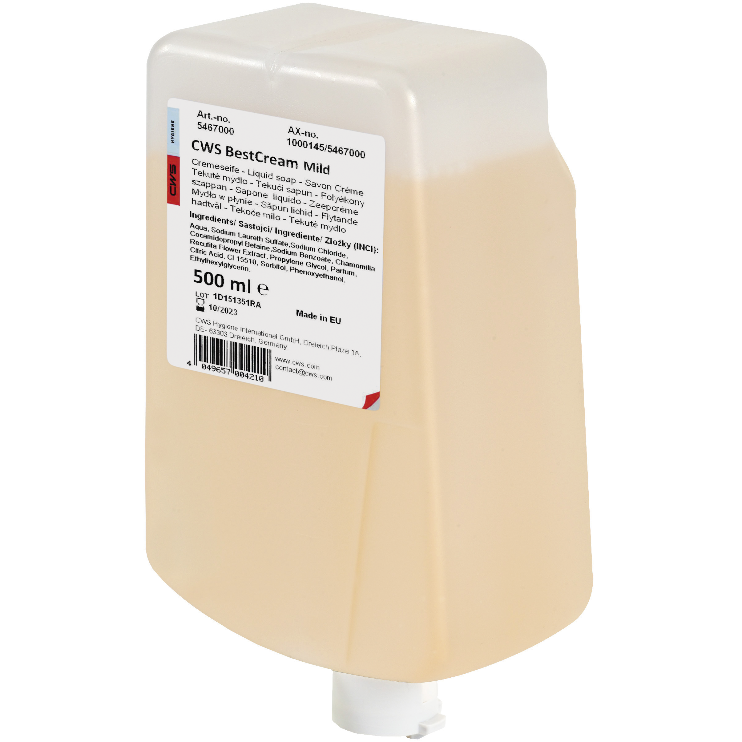 Seifencreme CWS 5467 Best Cream extra mild 500 ml Seifencreme CWS 5467 Best Cream extra mild 500 ml