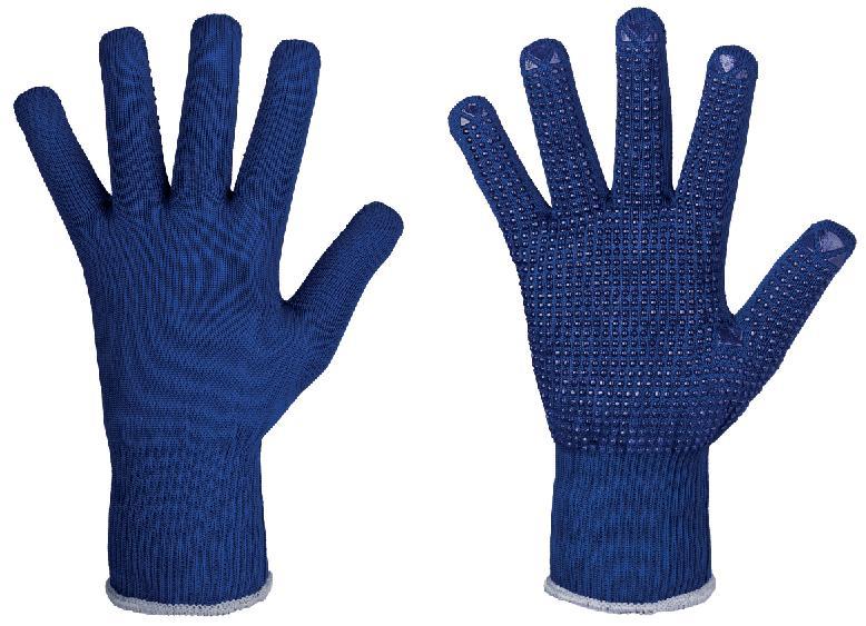 Handschuh Strick nahtlos blau genoppt Zibo Gr.8
