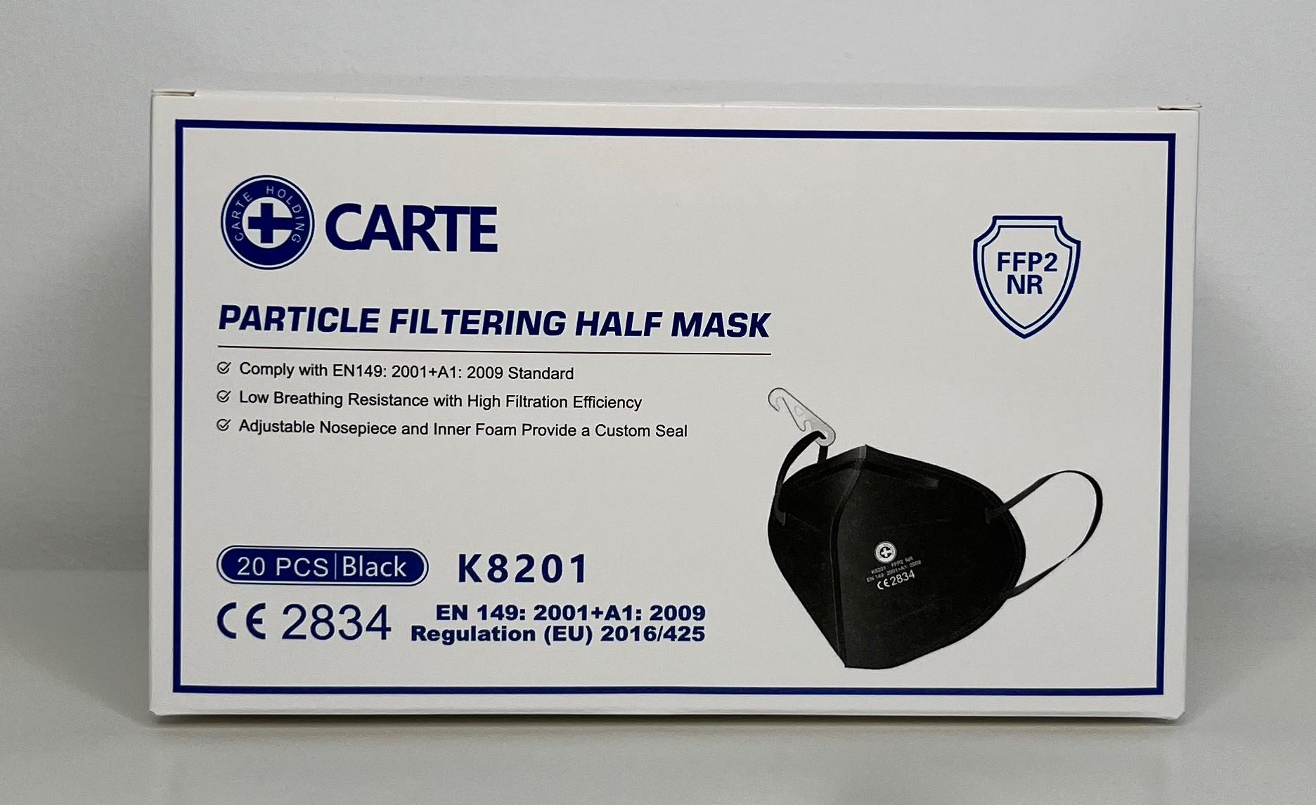 Atemschutzmaske FFP2 ohne Ventil mit Nasenbügel schwarz 